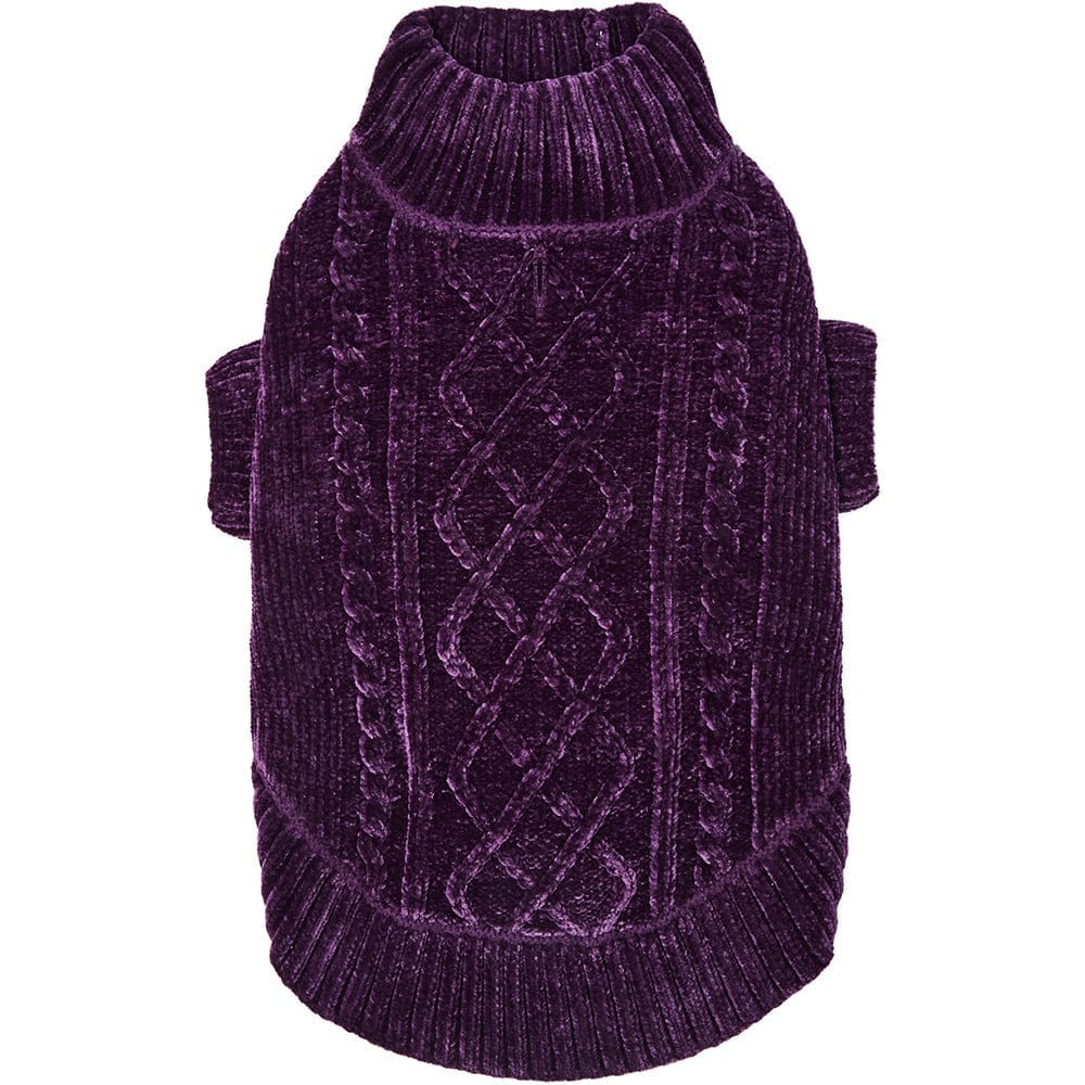 Ultra Soft and Cozy Chenille Dog Sweater Dark Plum