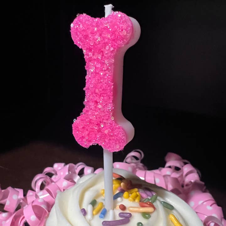 Pink Bone Birthday Cake Candle