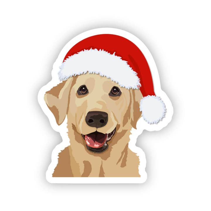 Yellow Labrador Christmas Santa Sticker