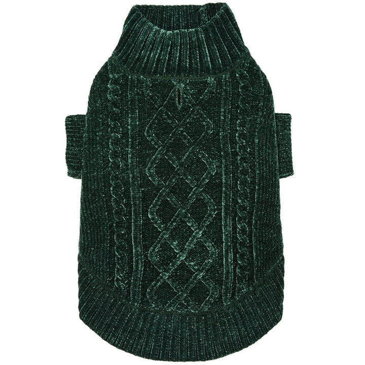 Ultra Soft and Cozy Chenille Dog Sweater Dark Green