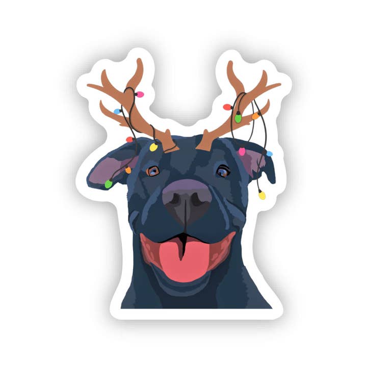 Pit Bull Terrier Christmas Reindeer Sticker