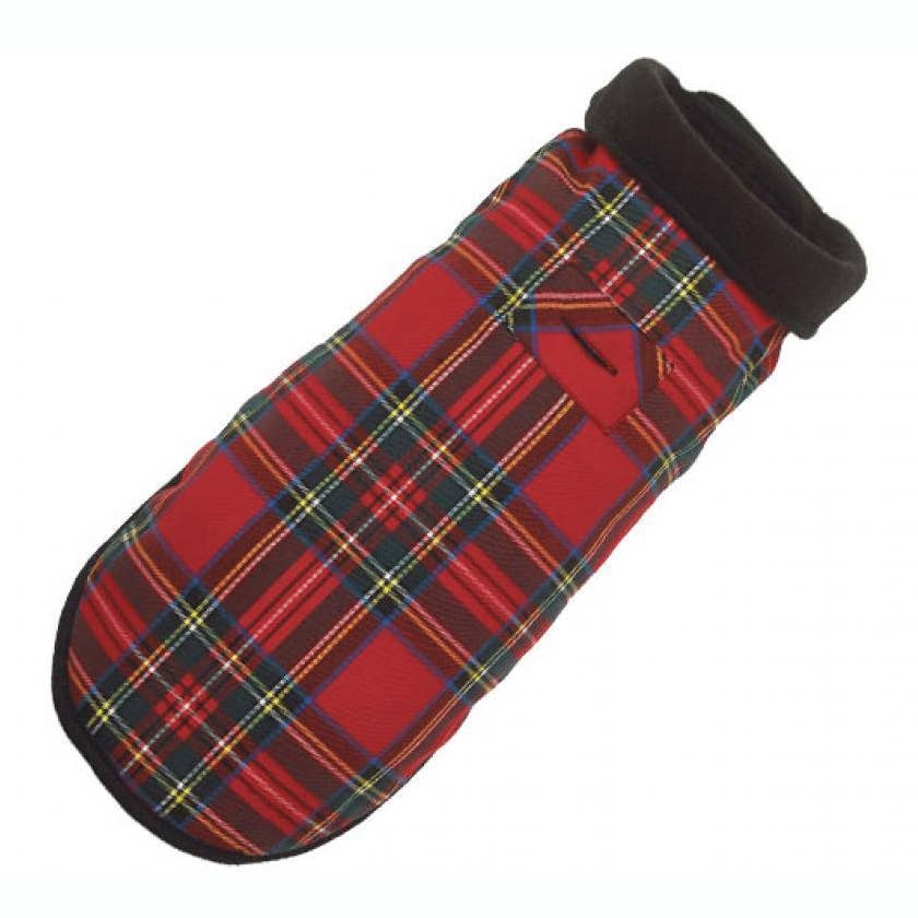 Red Plaid Fleece Lined Coat