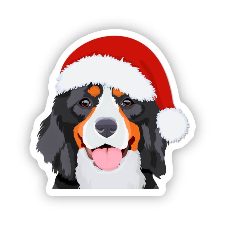 Bernese Mountain Dog Christmas Santa Sticker