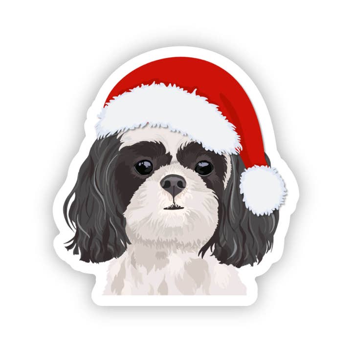 Shih Tzu Christmas Santa Sticker