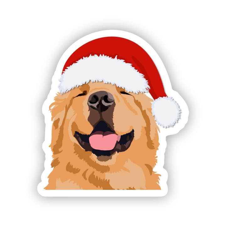 Golden Retriever Christmas Santa Sticker