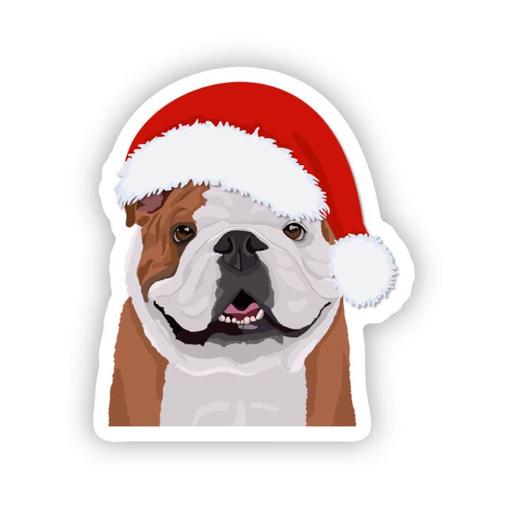 English Bulldog Christmas Santa Dog Sticker