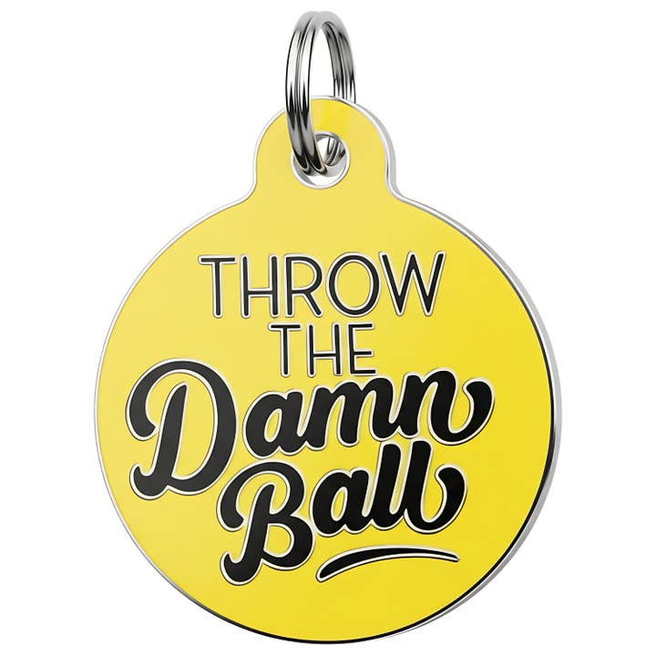 QR Code Dog Tag Throw The Damn Ball