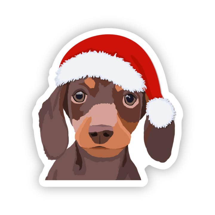 Dachshund Christmas Santa Dog Sticker
