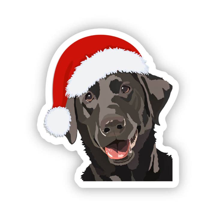 Black Labrador Christmas Santa Sticker