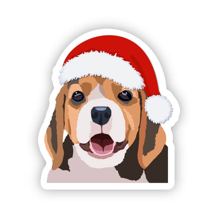 Beagle Christmas Santa Sticker