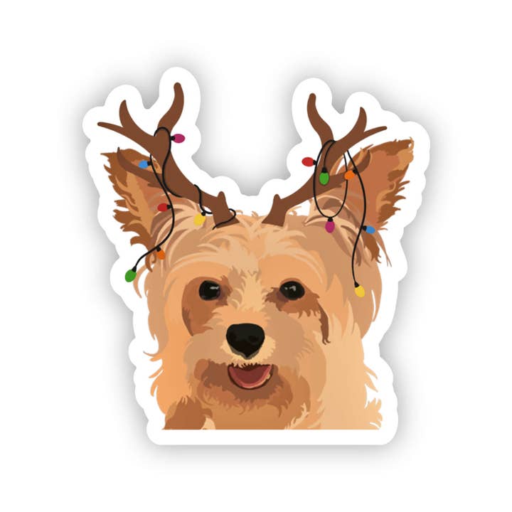 Yorkshire Terrier Christmas Reindeer Sticker