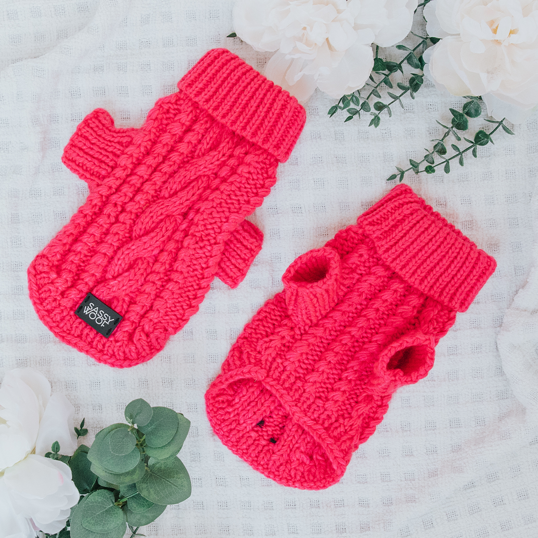 Hot Pink Cable Knit Sweater