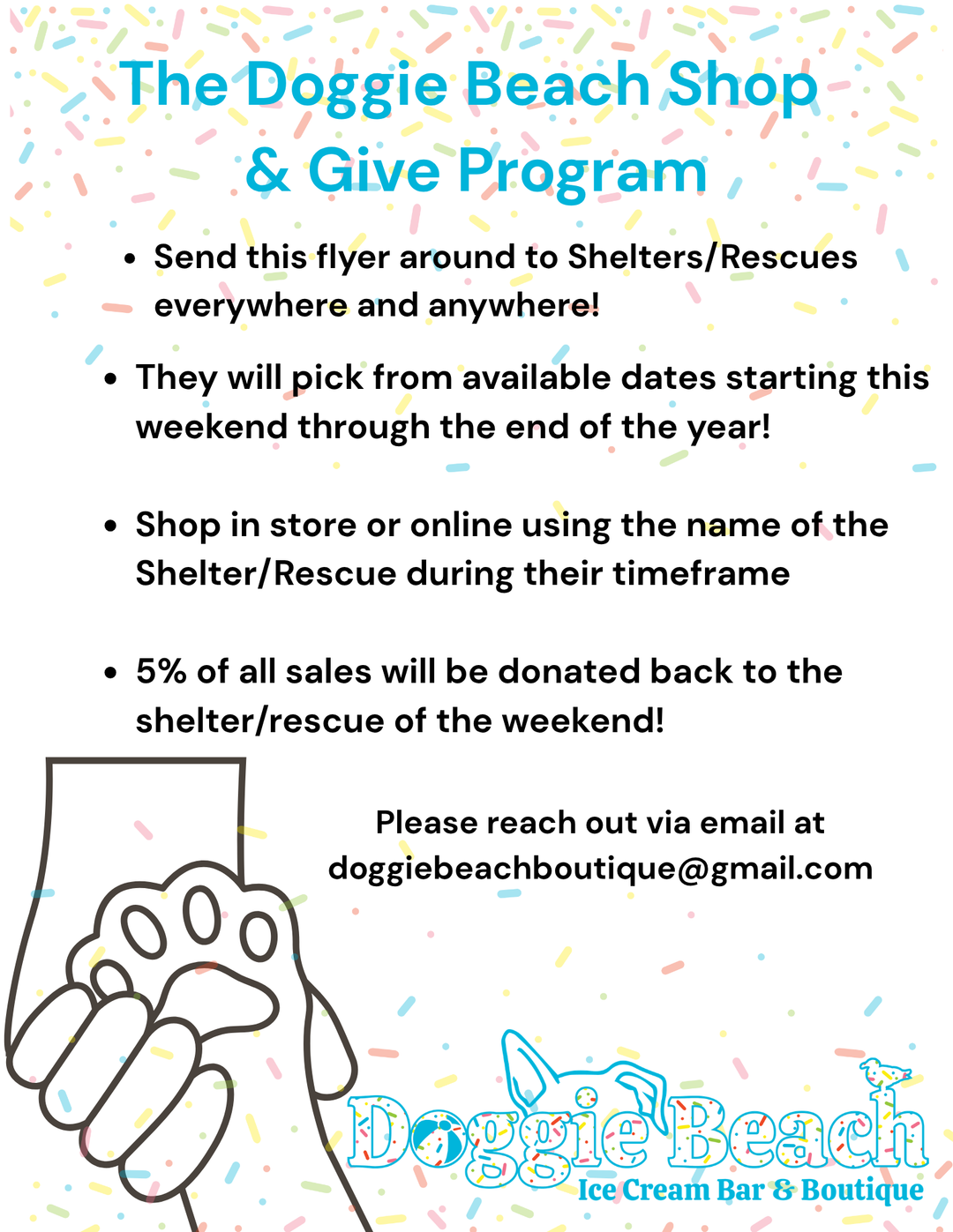 Doggie Beach Shop and Give Program