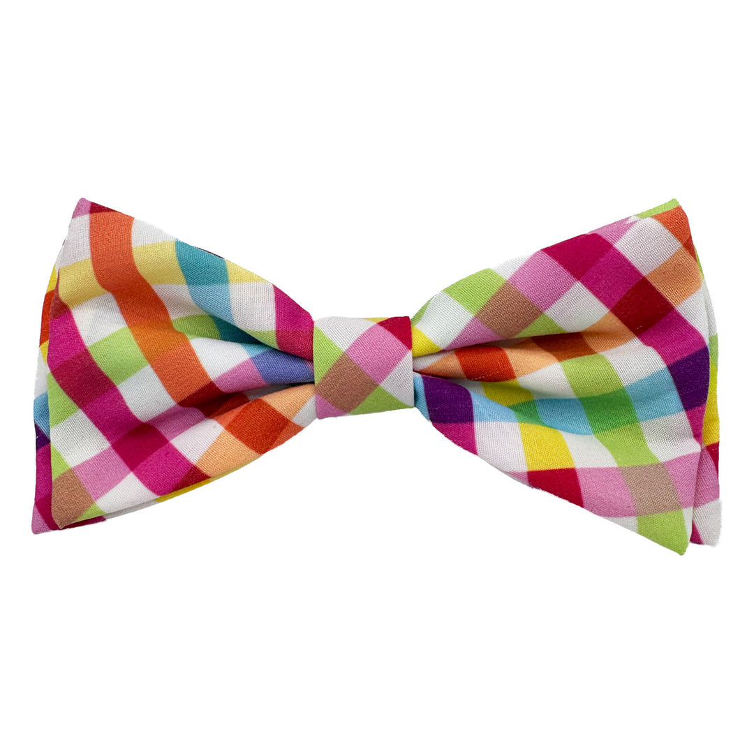 Check Yellow Orange Bow Tie