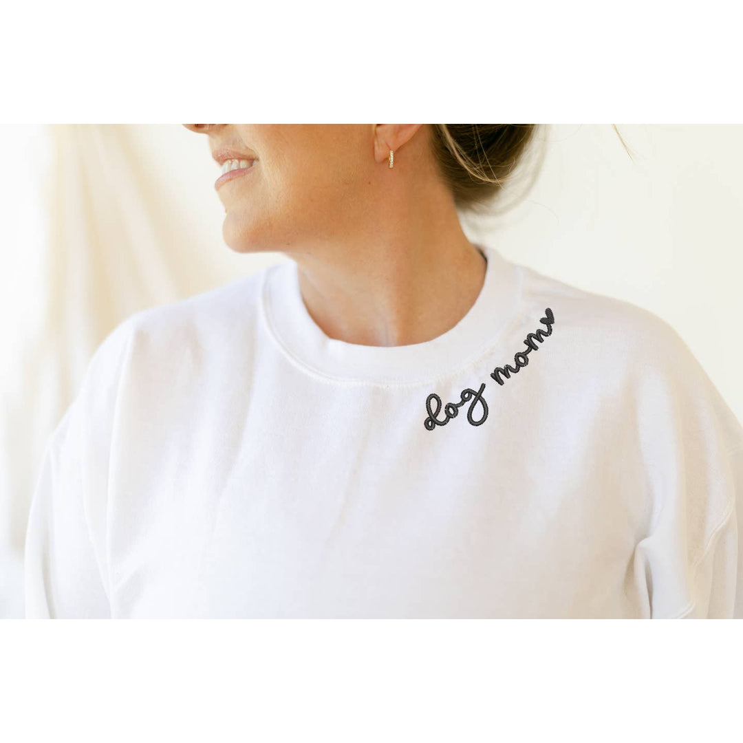 Dog Mom Embroidered Sweatshirt