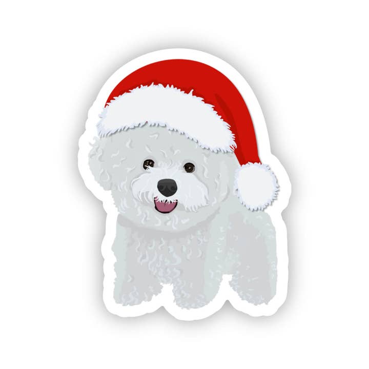 Bichon Frise Christmas Santa Sticker