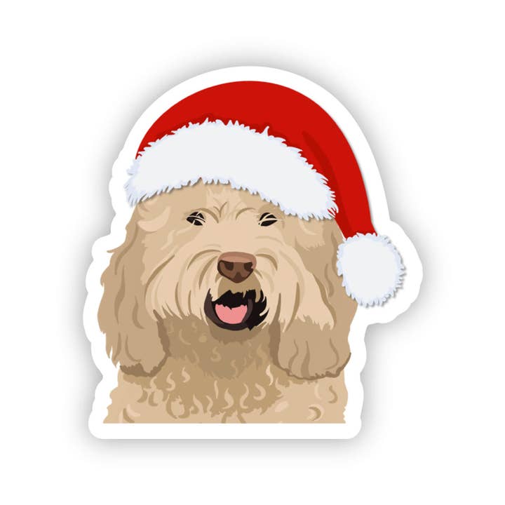 Labradoodle Christmas Santa Sticker