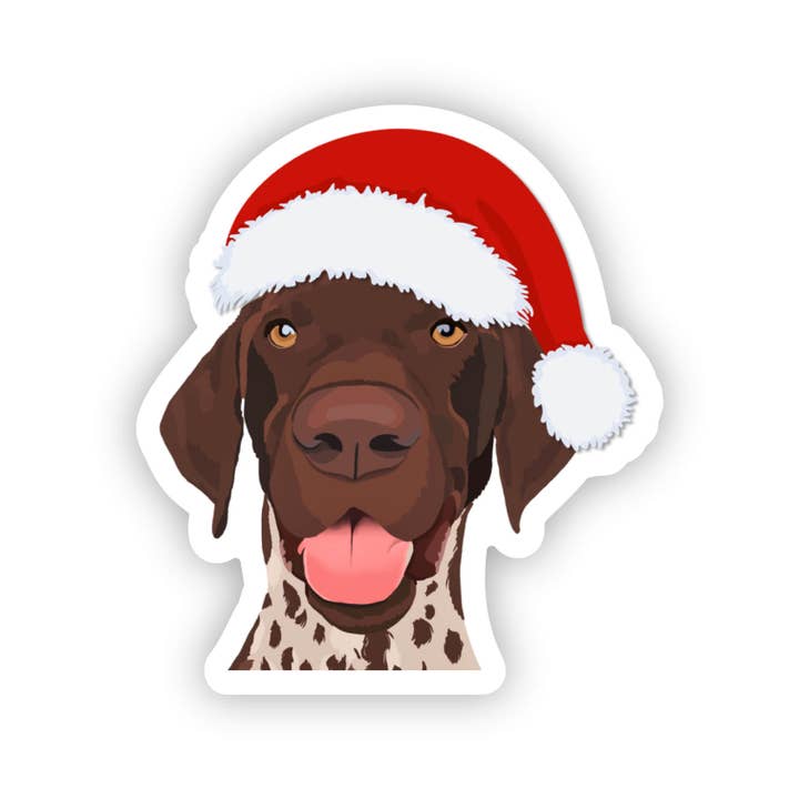 Gsp German Shorthaired Pointer Santa Sticker