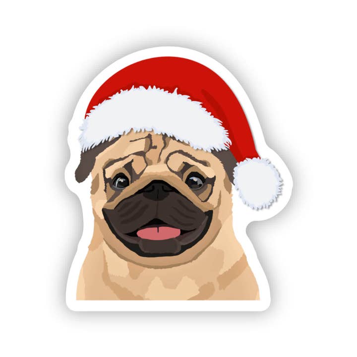 Pug Christmas Santa Sticker