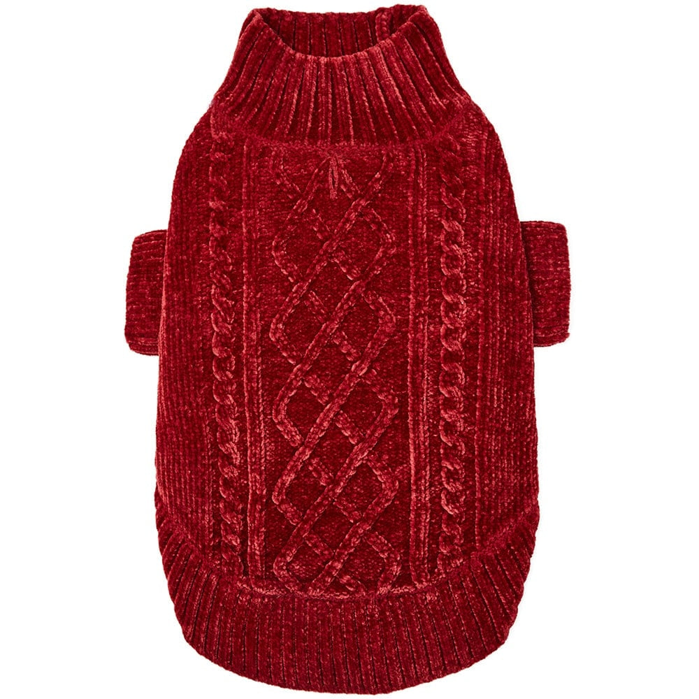 Ultra Soft and Cozy Chenille Dog Sweater True Red