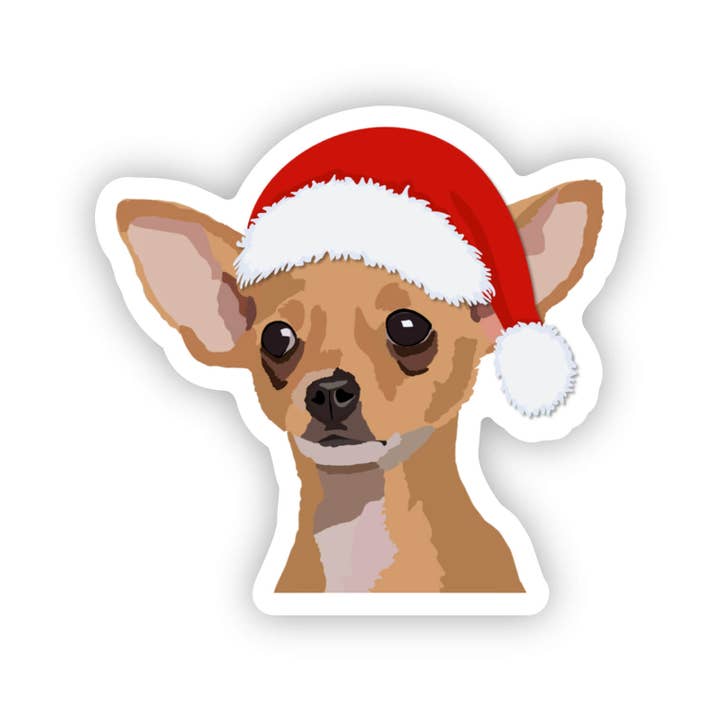 Chihuahua Christmas Santa Sticker