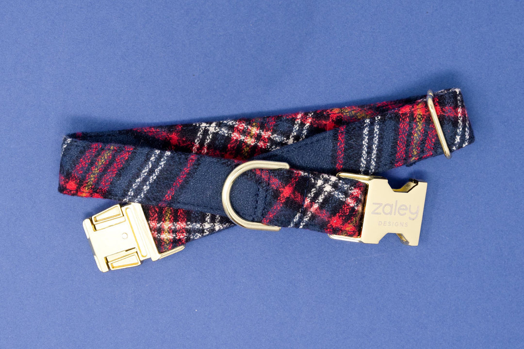 Navy & Red Flannel Plaid Collar